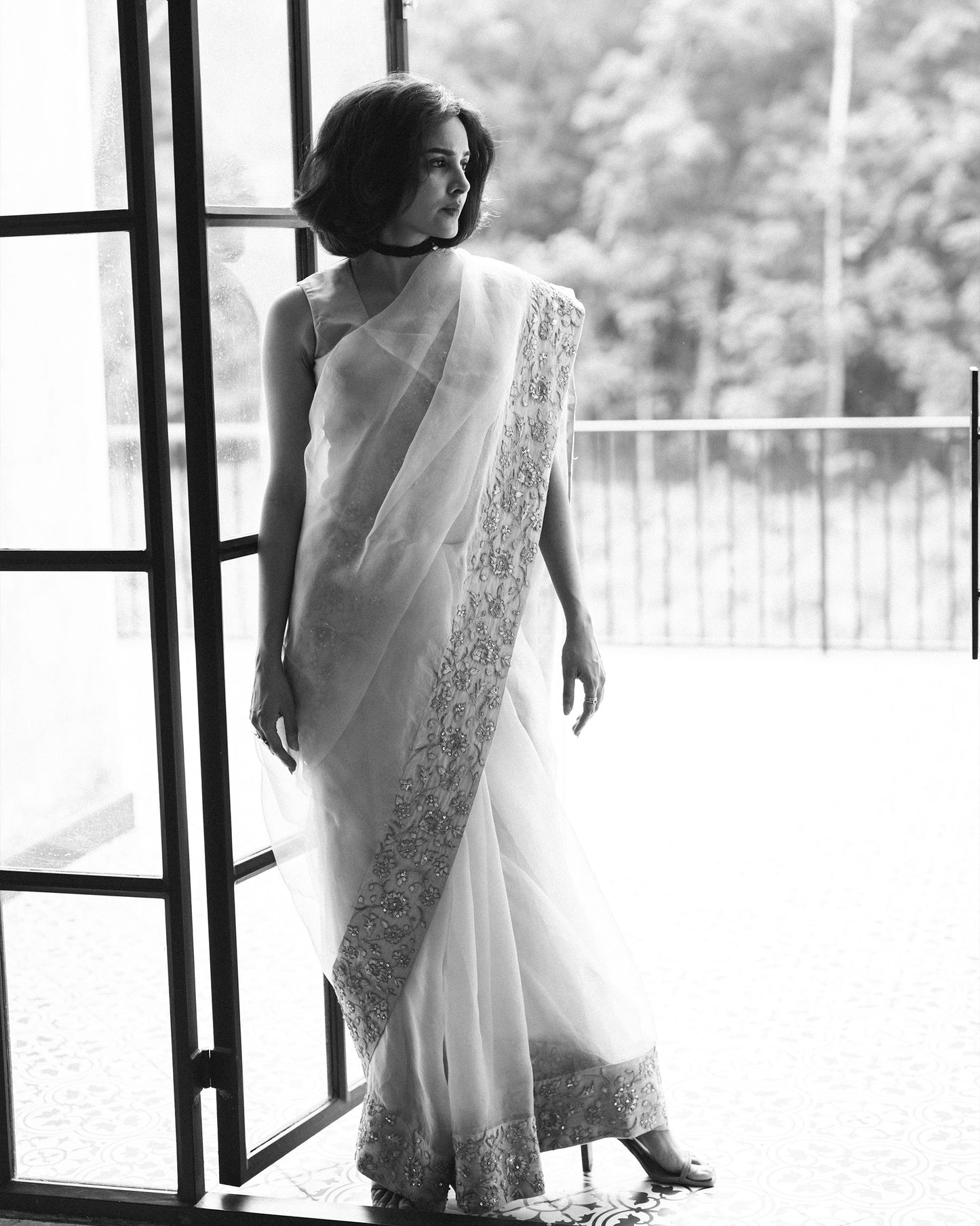 LIGHT ONION PINK SILK ORGANZA SAREE AND BLOUSE