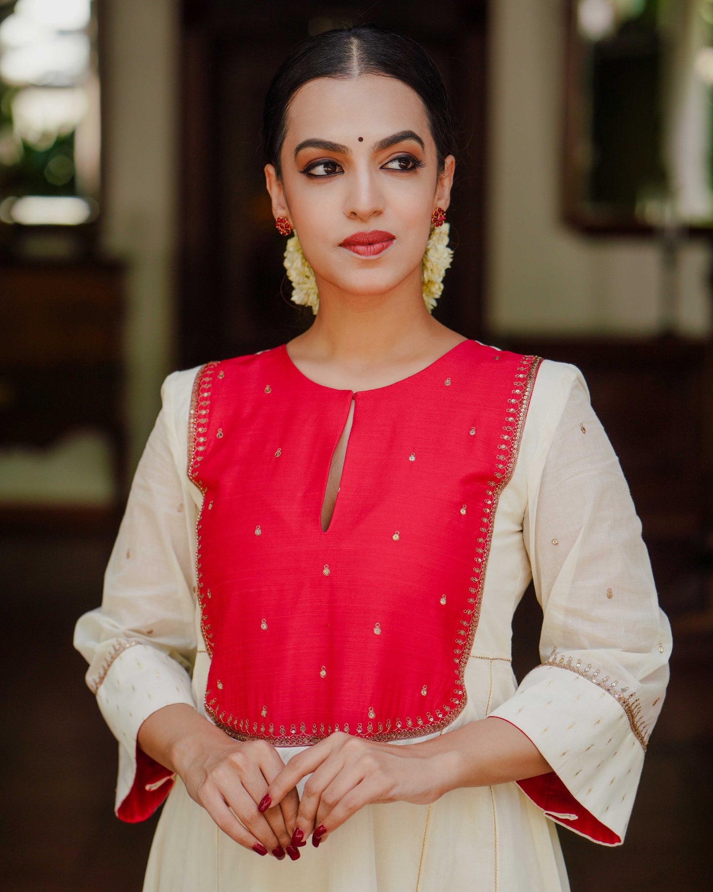 SIDE PANELLED ANARKALI WITH U - PATCH YOKE