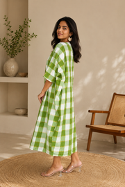Handloom Chequered Green Kaftan