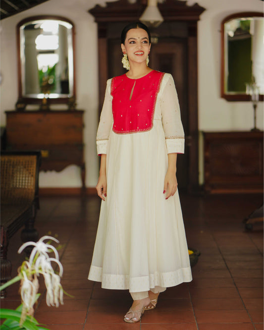 SIDE PANELLED ANARKALI WITH U - PATCH YOKE