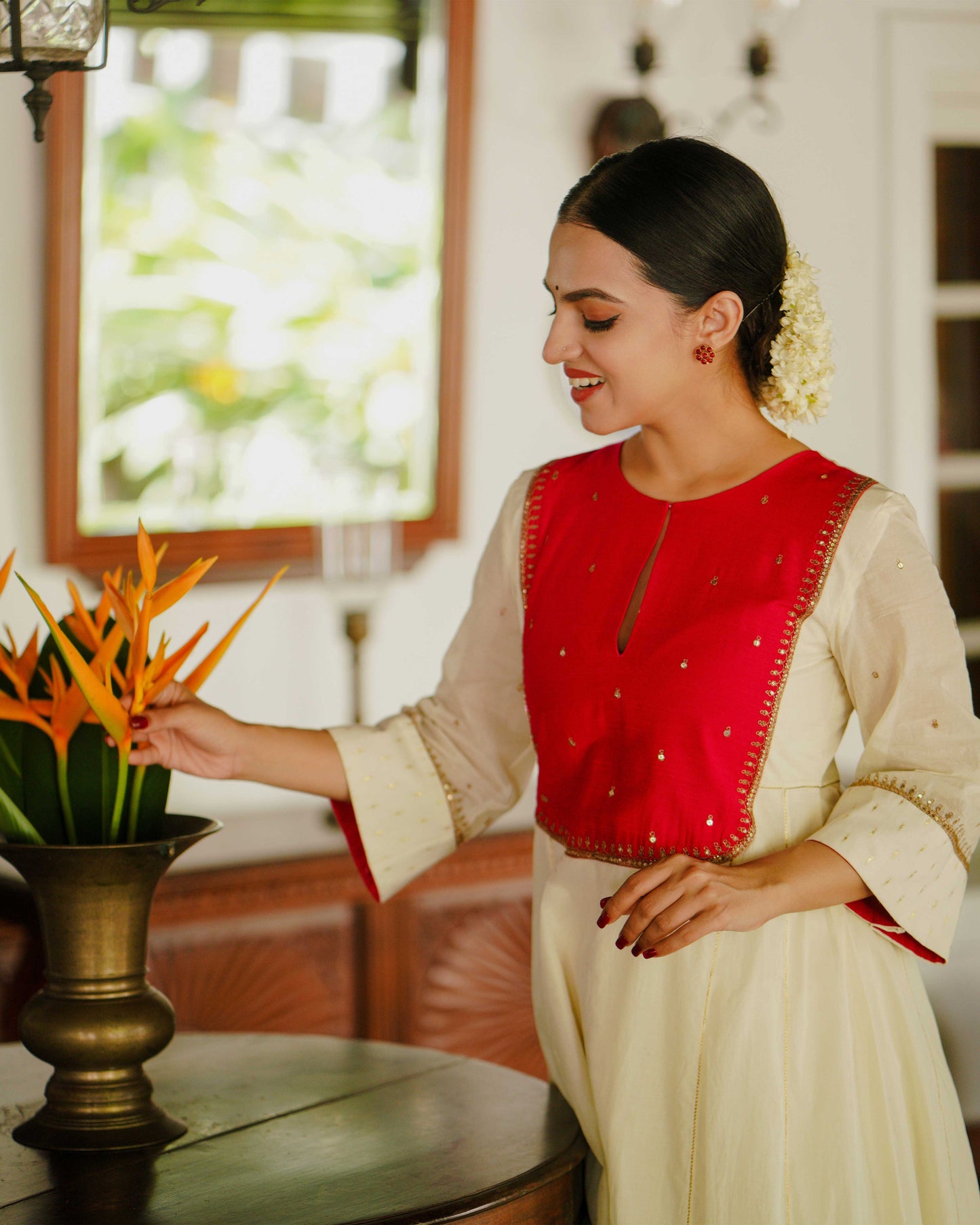 SIDE PANELLED ANARKALI WITH U - PATCH YOKE