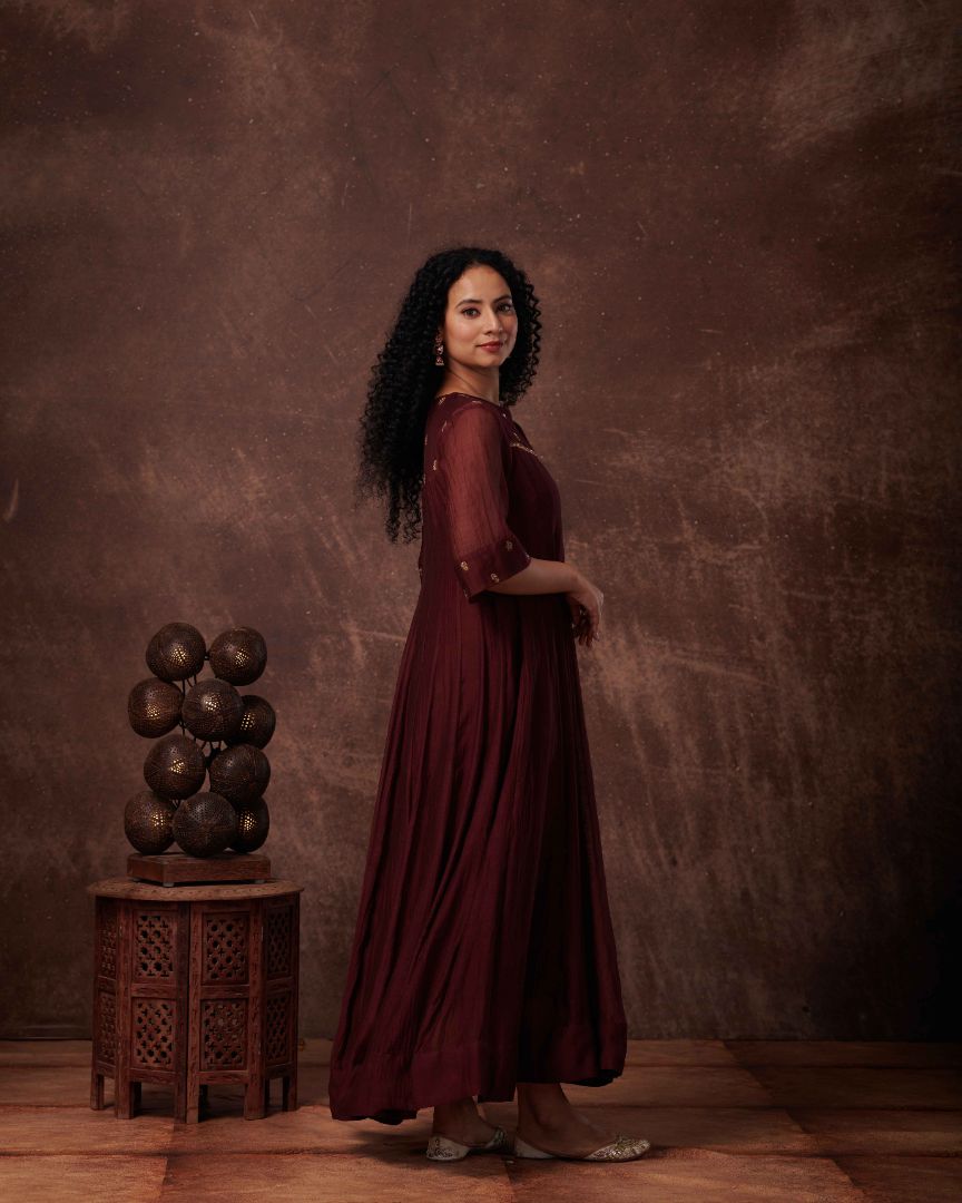 SALWAR SET IN WINE RED