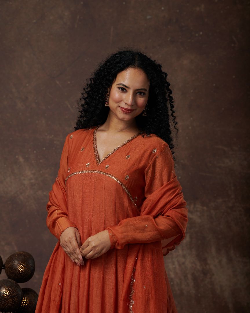 ANARKALI SET IN BURNT ORANGE