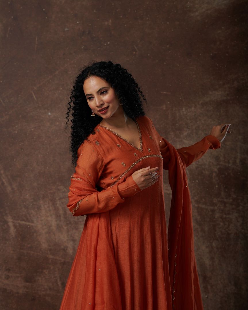 ANARKALI SET IN BURNT ORANGE