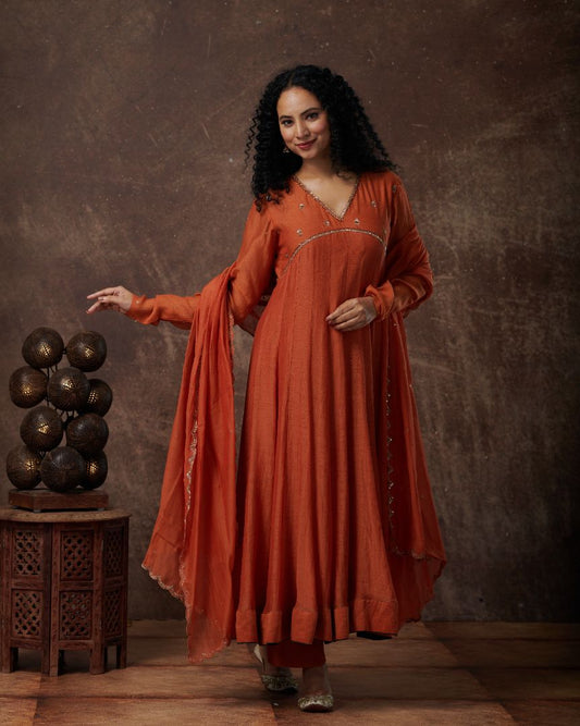 ANARKALI SET IN BURNT ORANGE