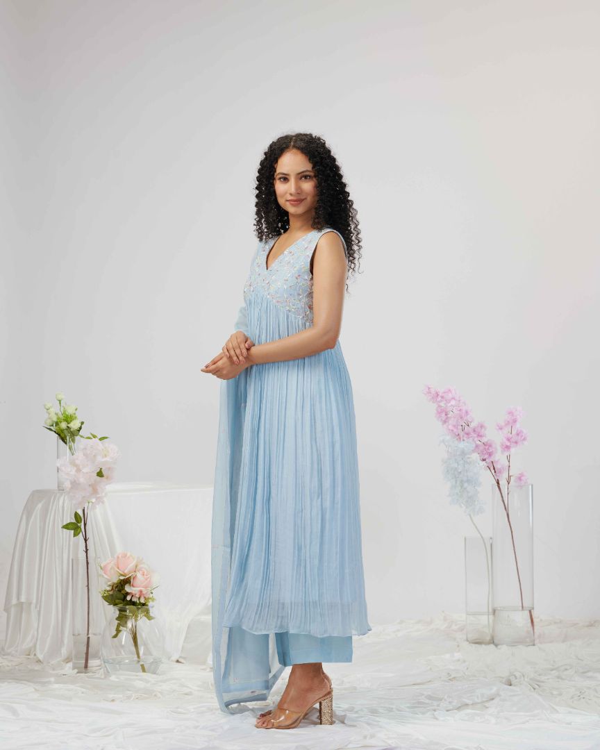 SALWAR SET IN PASTEL BLUE