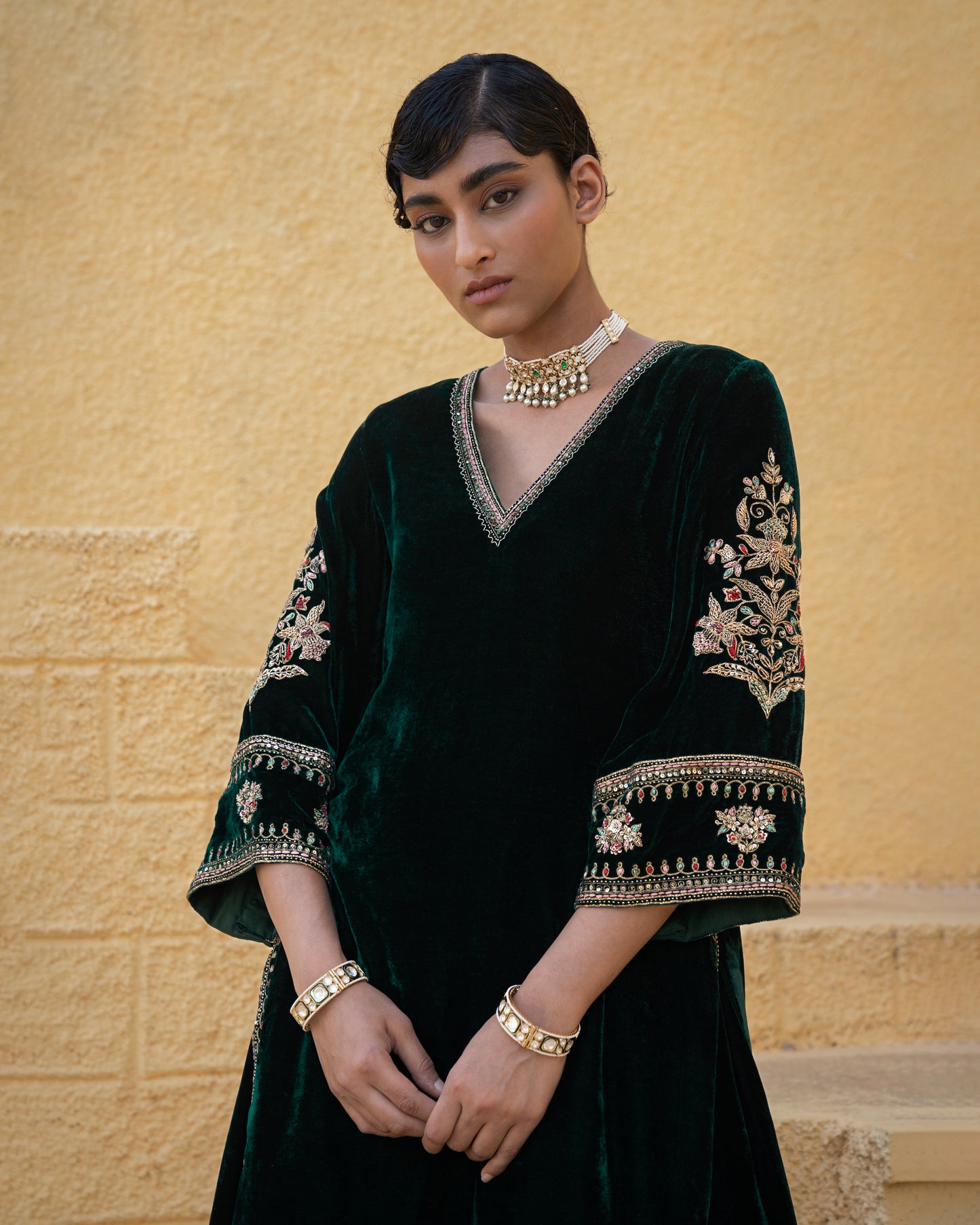 DARK GREEN SHARARA SET