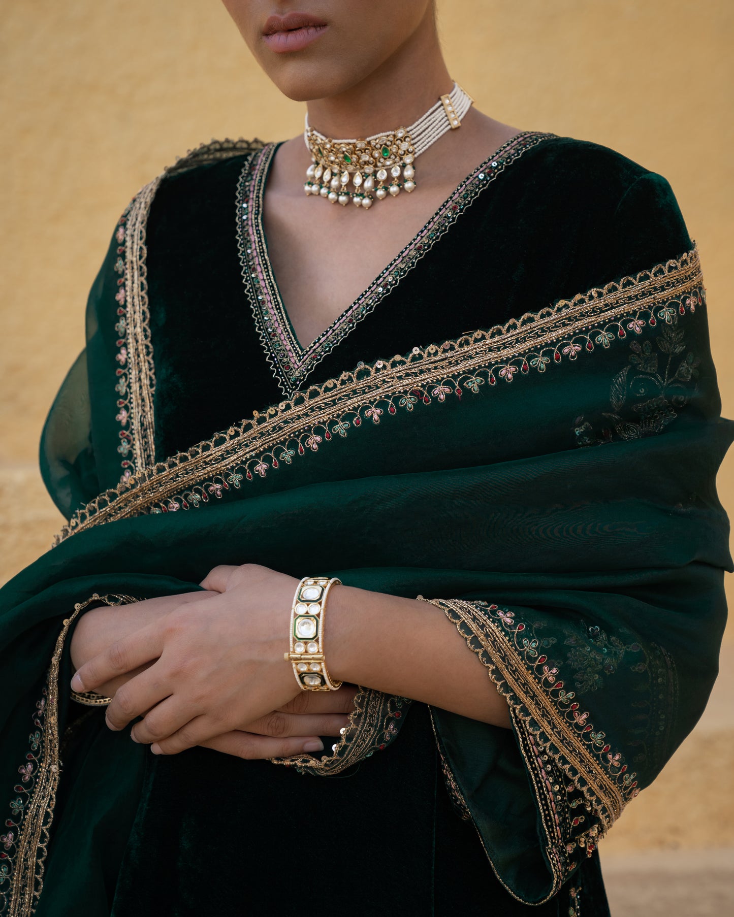 DARK GREEN SHARARA SET