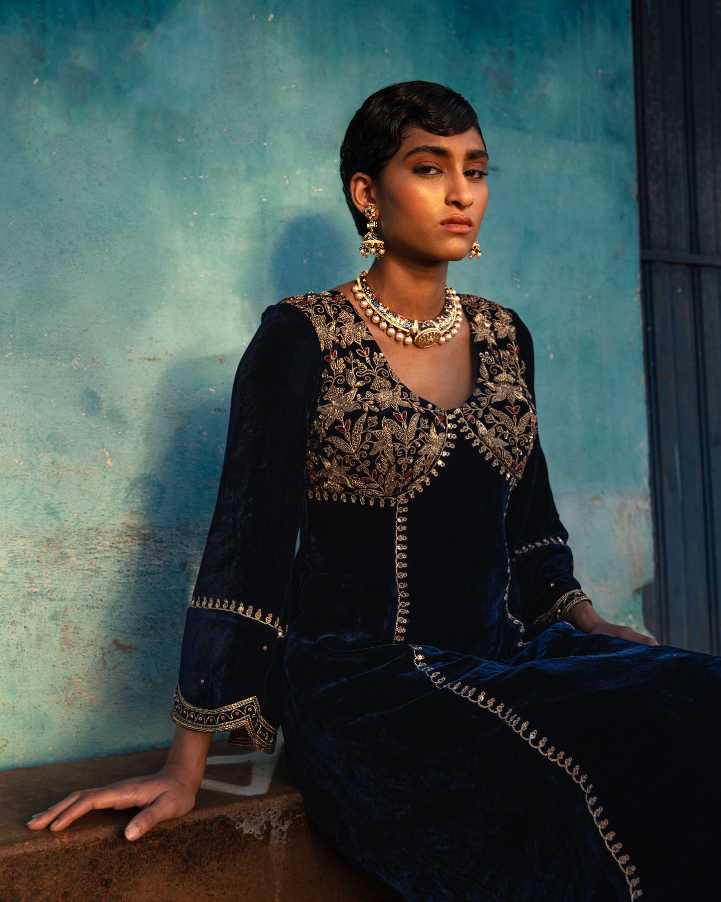 DARK BLUE EMPIRECUT SALWAR SET