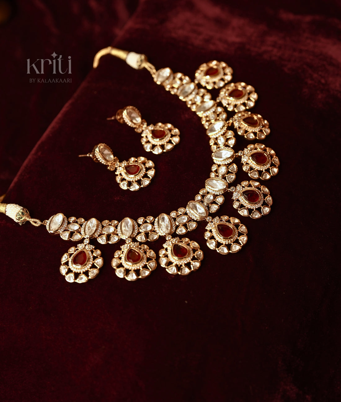 Zariya Ruby Polki Necklace Set