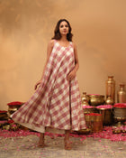 Handwoven Chequered Bias-Cut Dress