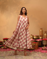 Handwoven Chequered Bias-Cut Dress
