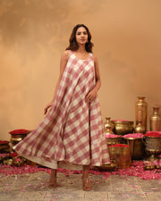 Handwoven Chequered Bias-Cut Dress