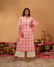 Handloom Chequered Kaftan Set