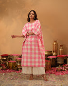 Handloom Chequered Kaftan Set