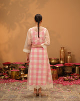 The Celeste Organza & Handloom Chequered Dress Set