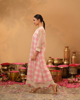 The Celeste Organza & Handloom Chequered Dress Set