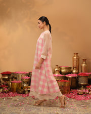 The Celeste Organza & Handloom Chequered Dress Set