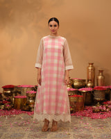The Celeste Organza & Handloom Chequered Dress Set