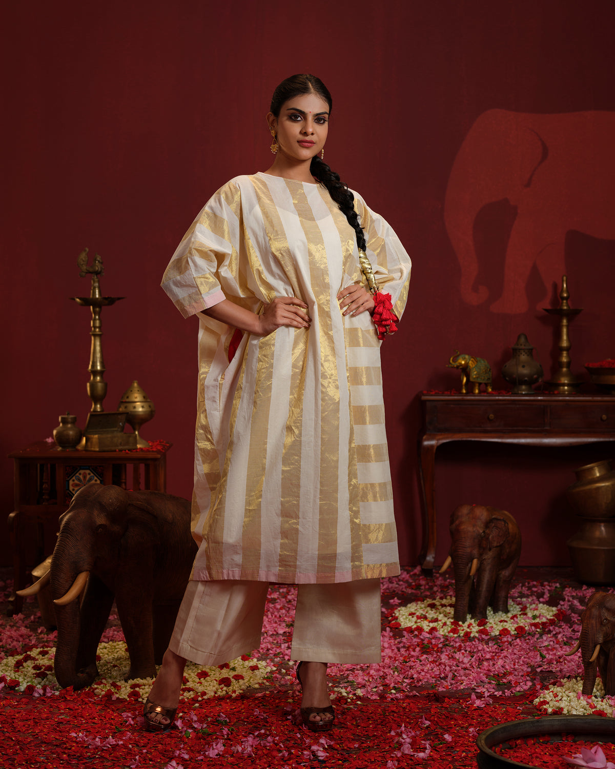Handwoven Golden Striped Kaftan