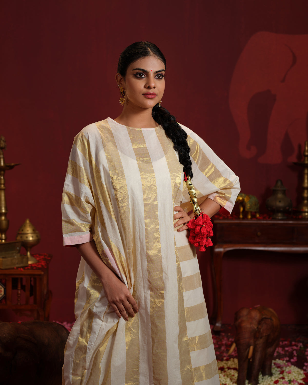 Handwoven Golden Striped Kaftan
