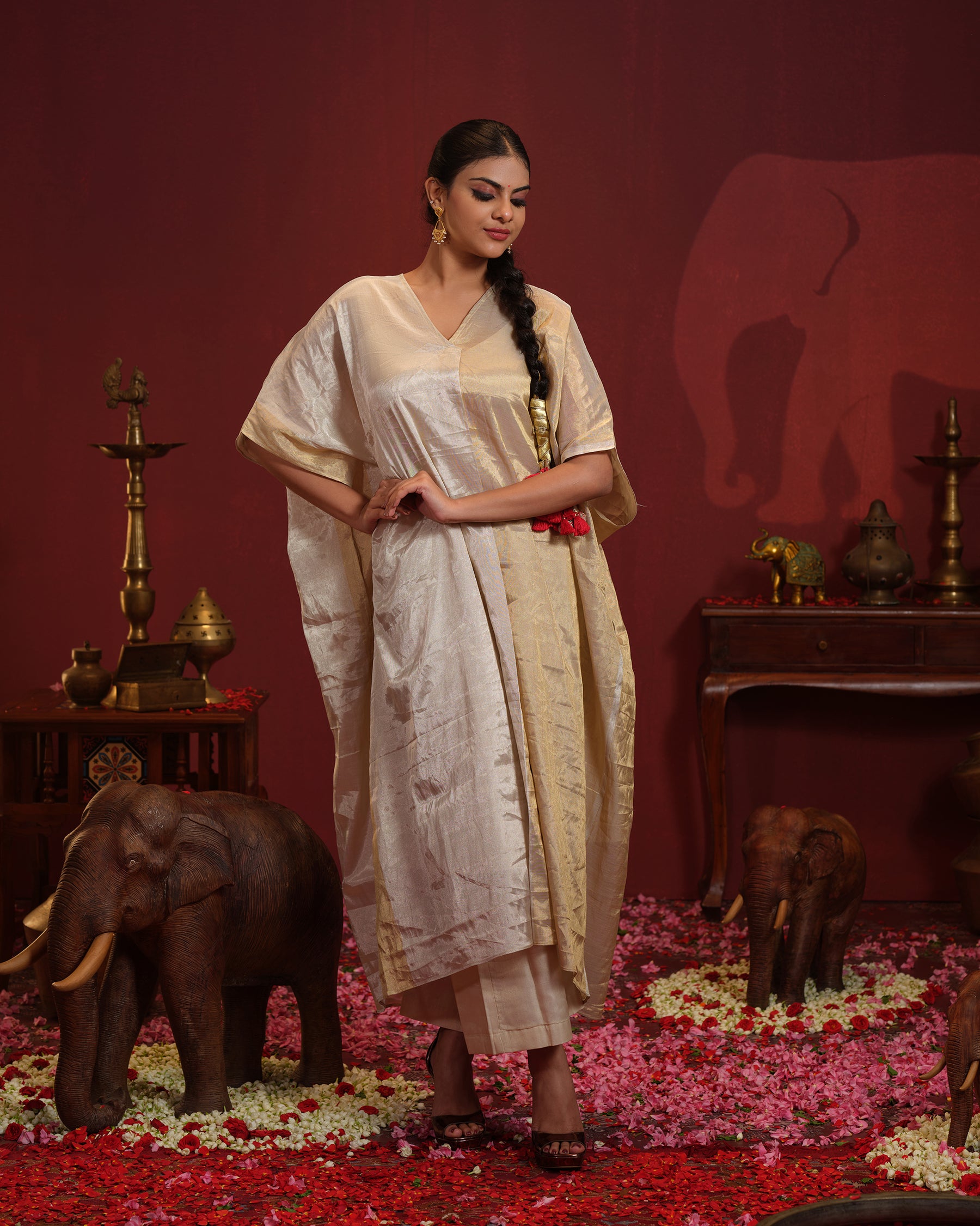 Half & Half Tissue Kaftan Set