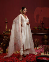 Spun Silk Salwar Set with Silk Organza Dupatta