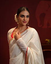 Handloom Cotton Saree with Embroidered Jacket