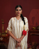 Golden Striped Cowl Kaftan Set