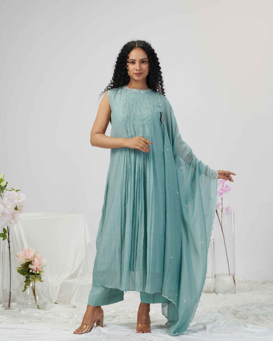 SALWAR SET IN TURQUOISE