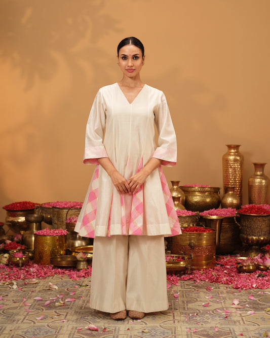 Panelled Chanderi Silk Top Set